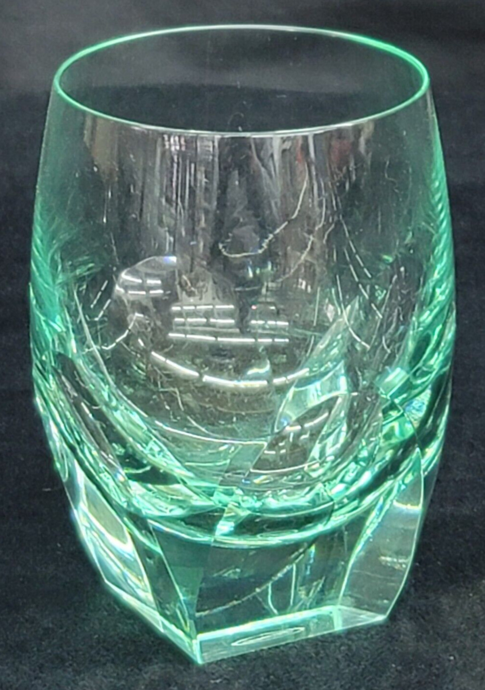 Rare Moser Bar Teal Green Double Old Fashion Whisky Glass