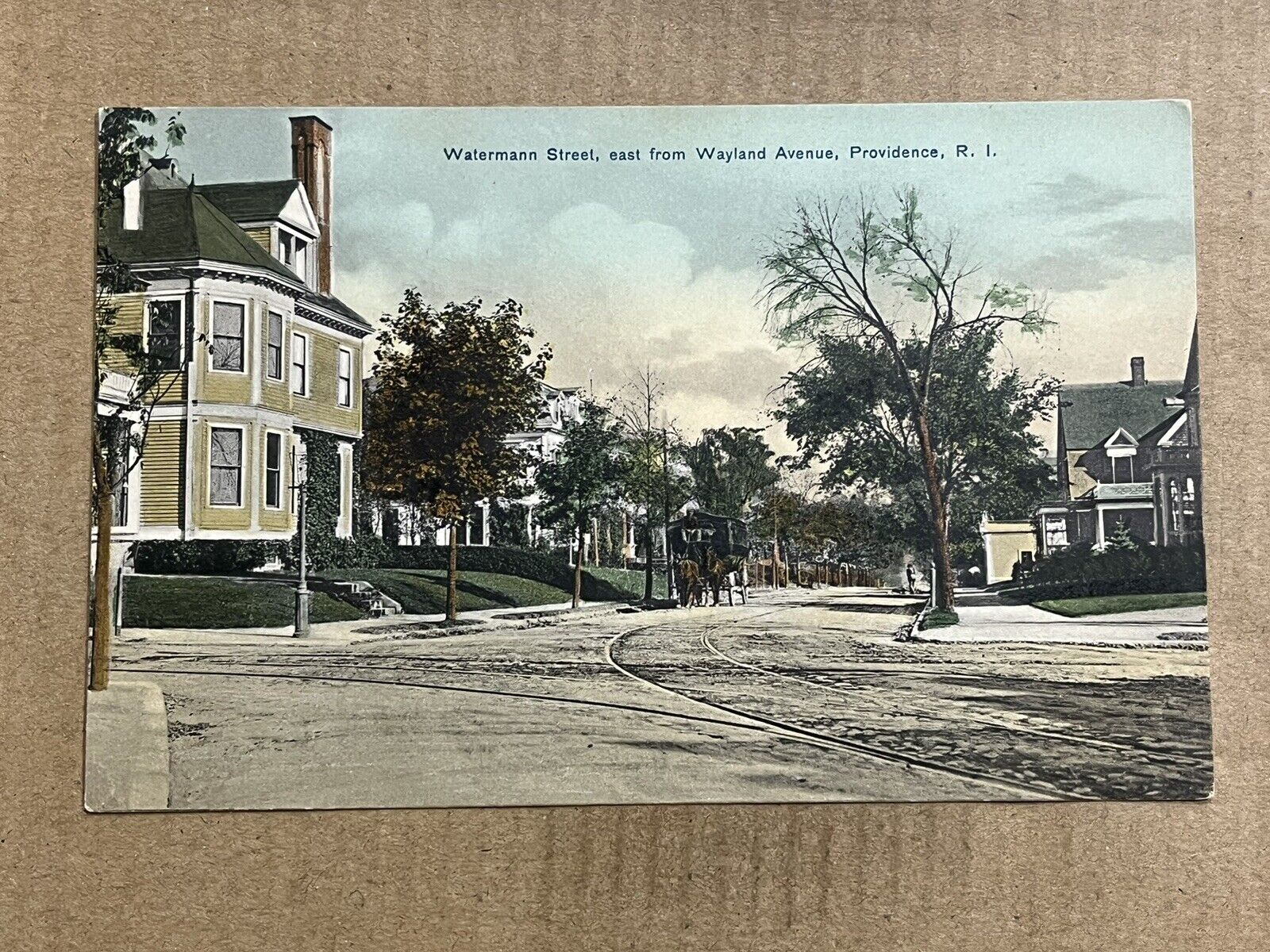 Postcard Providence RI Rhode Island Waterman Street From Wayland Avenue Vintage