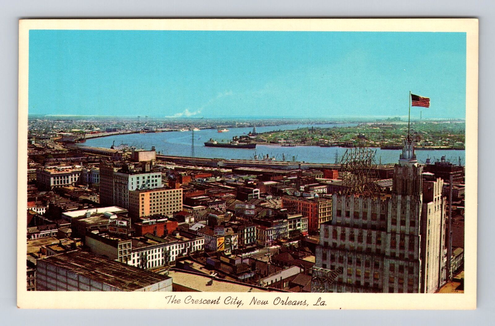 New Orleans LA-Louisiana, Skyline New Orleans Mississippi River Vintage Postcard