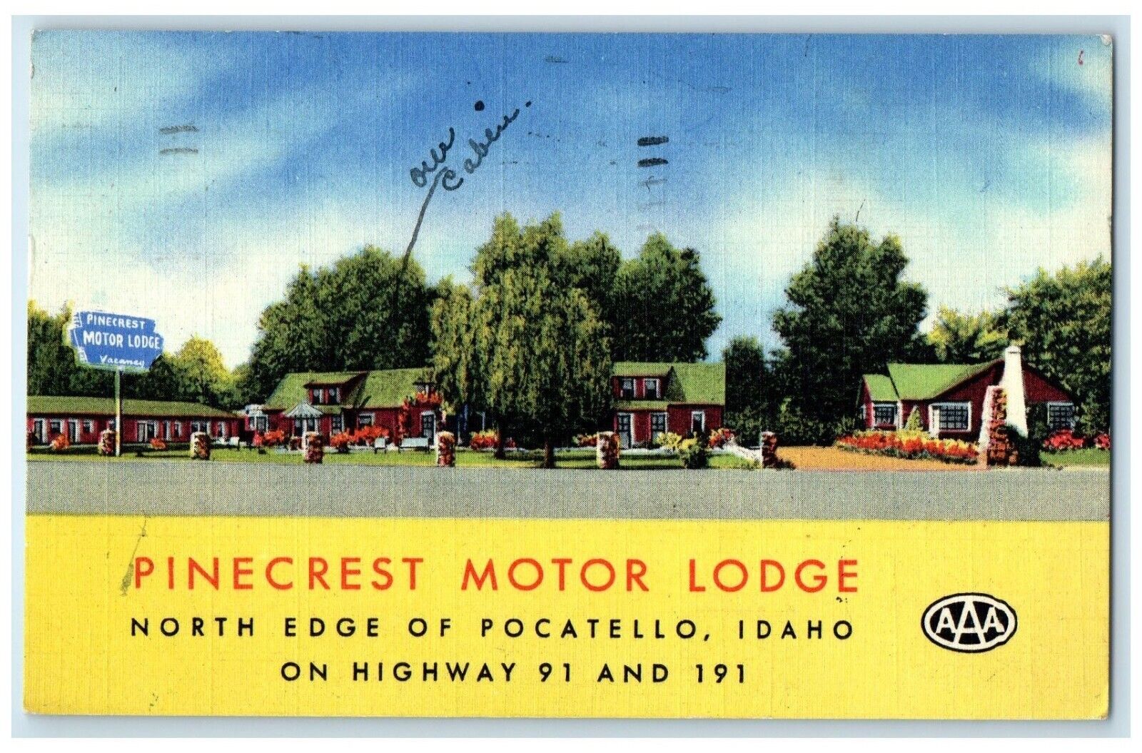 c1950's Pinecrest Motor Lodge Roadside Pocatello Idaho ID Vintage Postcard