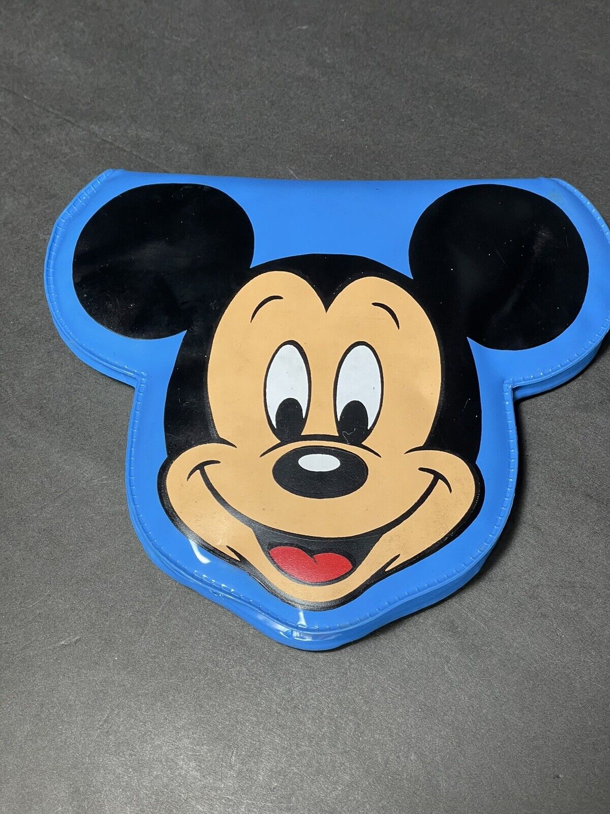 Vintage Vinyl Disneyland blue kids Mickey mouse face shaped wallet