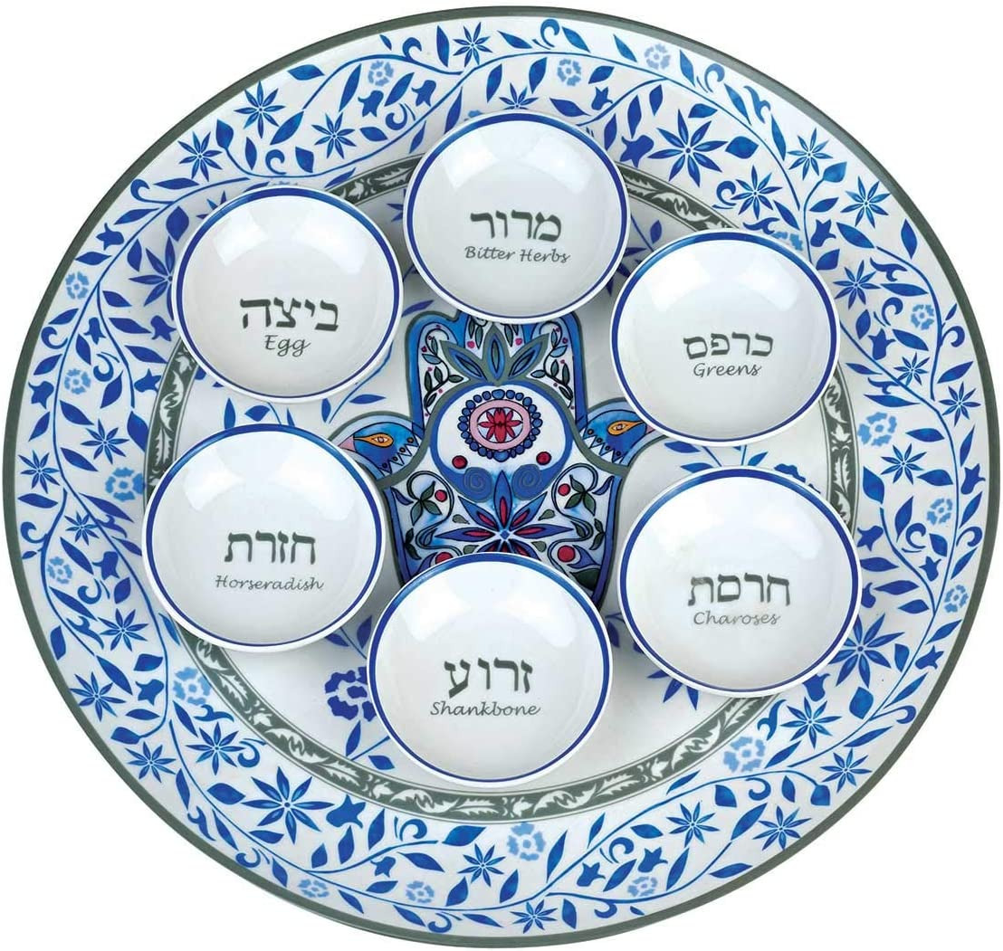 Artistic Floral Hamsa Passover Seder Plate 13.5\