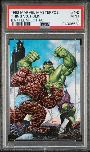 1992 Marvel Masterpieces Battle Spectra #1-D Thing vs Hulk PSA 9 MINT