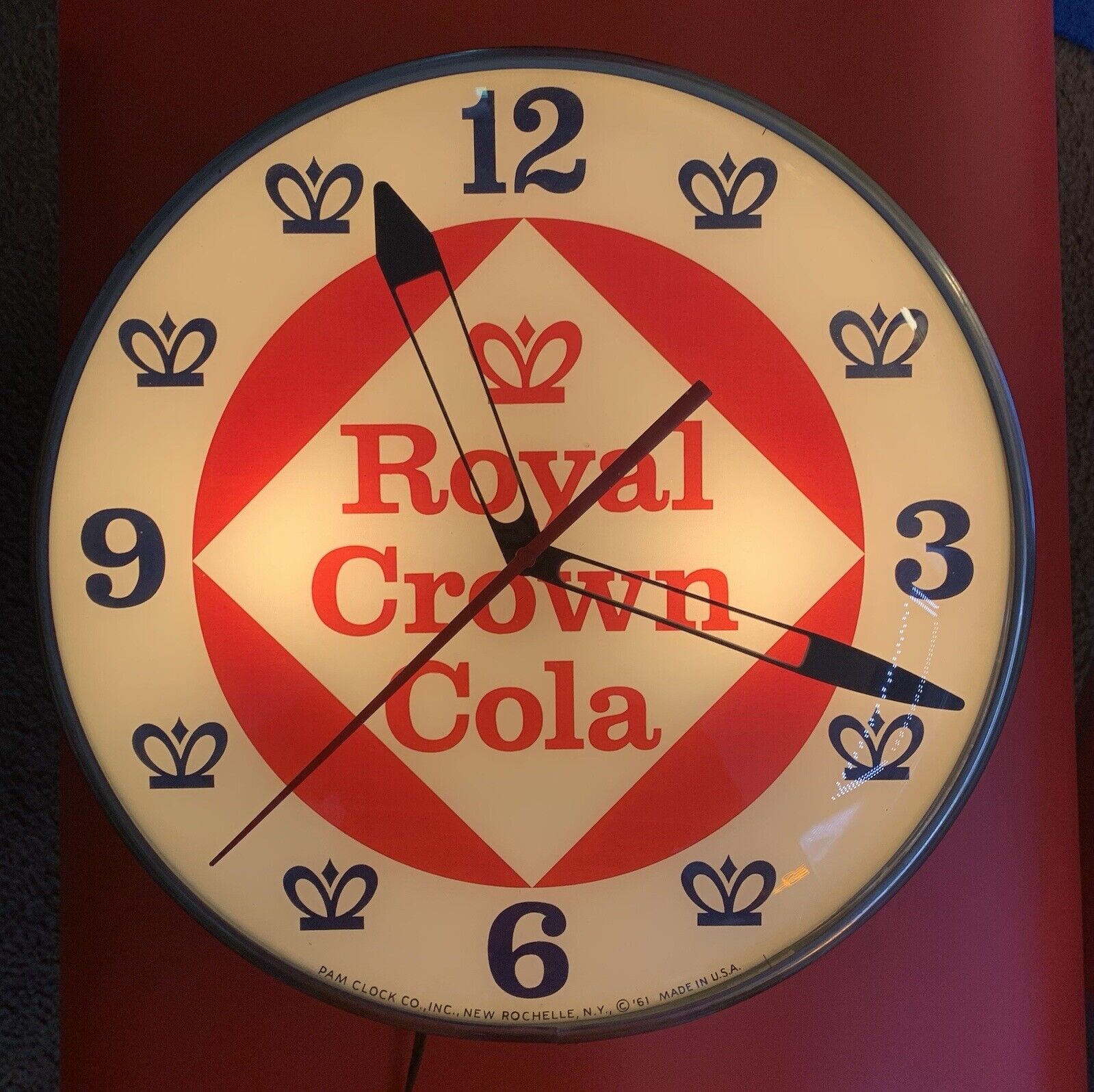 vintage Royal Crown Cola light up wall clock
