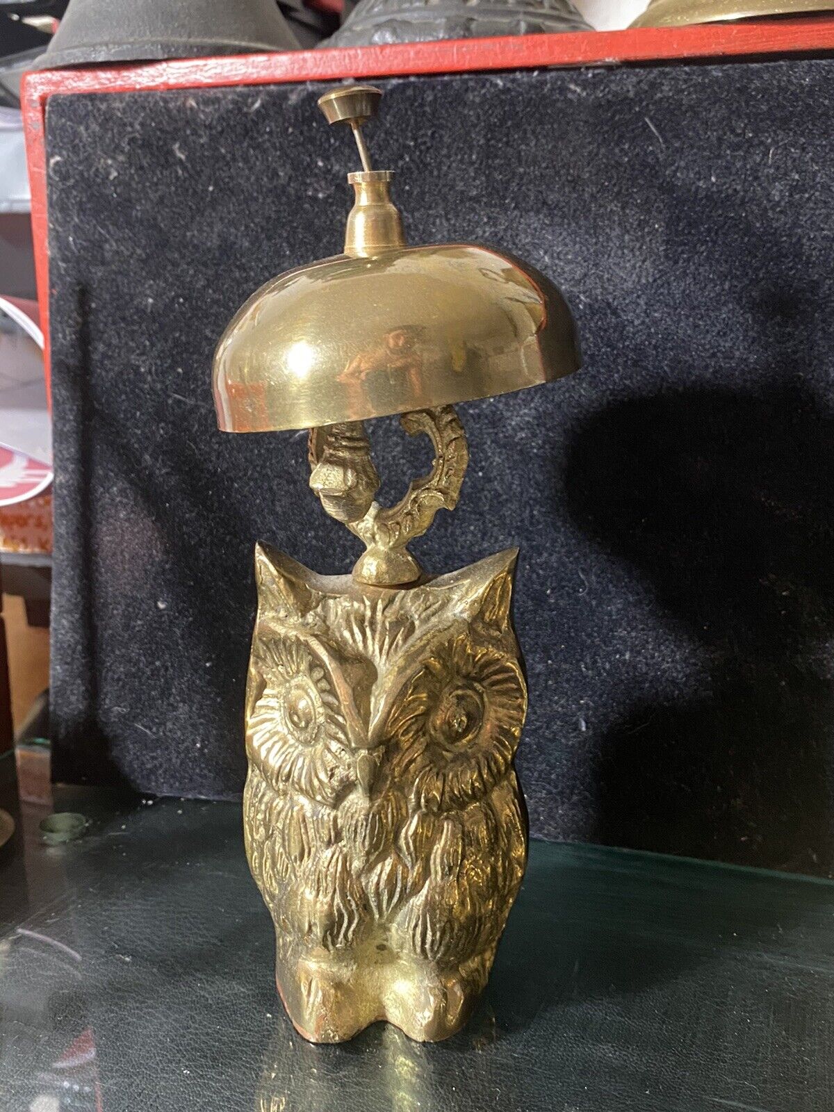 Antique Brass Ornate Hotel Front Counter Desk Bell Owel Shaped