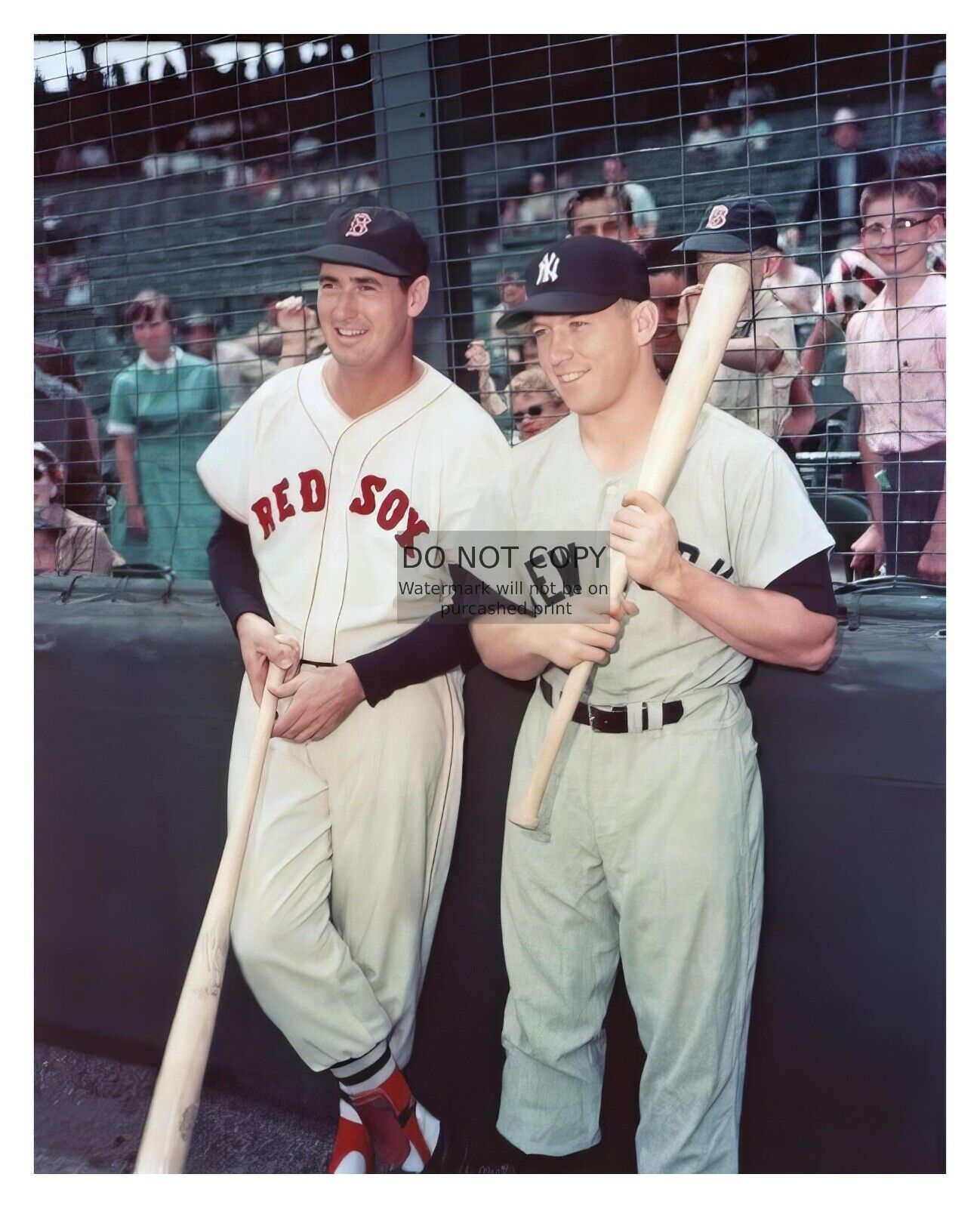 MICKEY MANTLE AND TED WILLIAMS NEW YORK YANKEES RED SOX 8X10 PHOTO