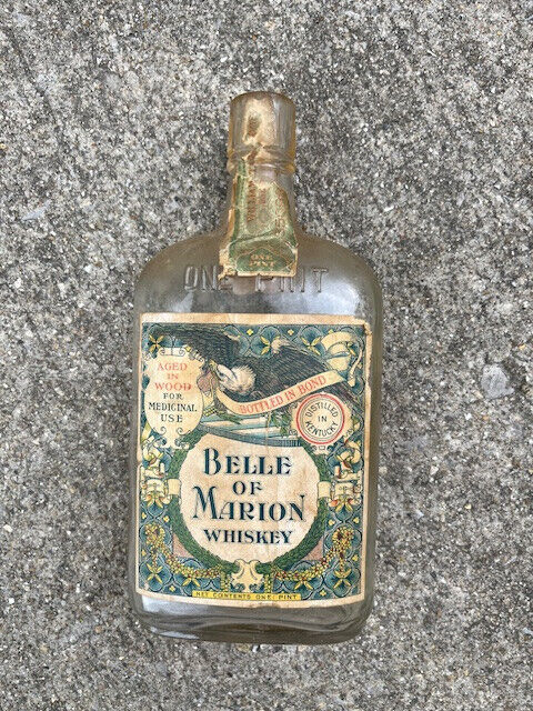 Belle of Marion Whiskey  Bottled in Bond 1 Pint / Prohibition Era