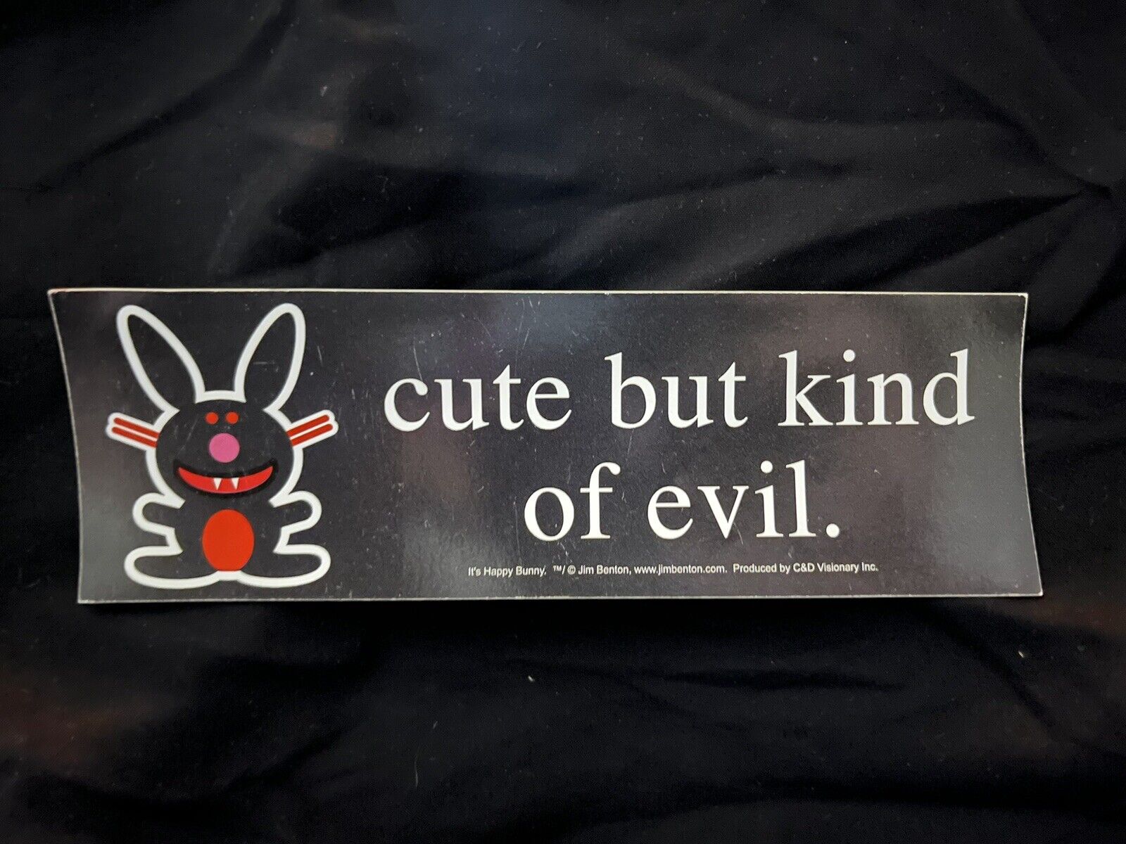 Vintage Y2k Happy Bunny bumper Sticker Cute But Kind Of Evil