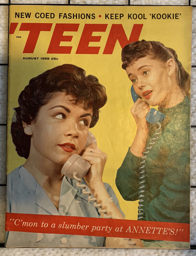 Annette Funicello August 1959 TEEN Magazine Slumber Party w/ Friends Kookie
