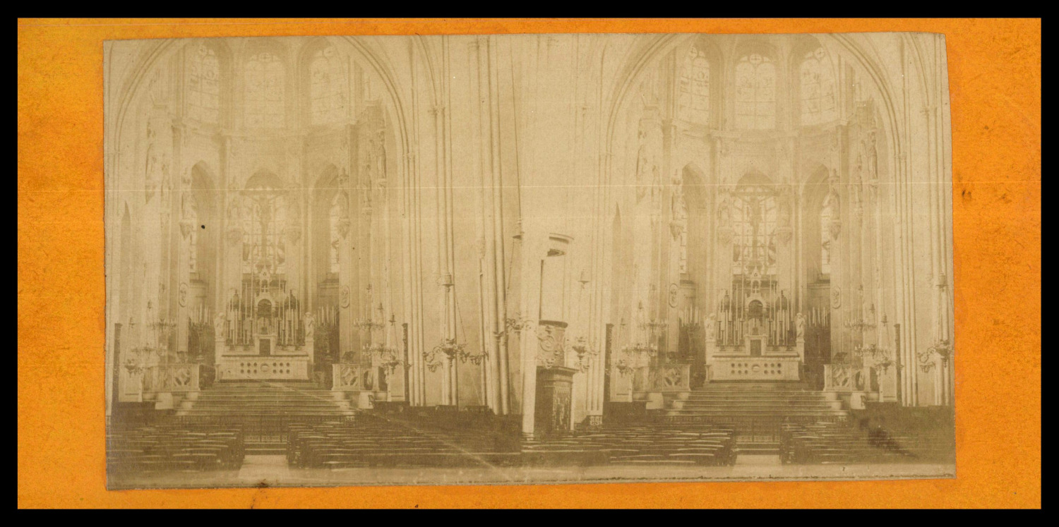 Paris, Church of Saint-Eugène, interior, ca.1880, stereo vintage stereo print, le