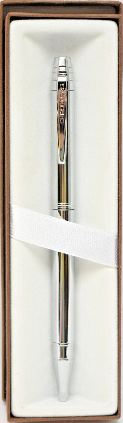 CROSS Helios Polished Chrome Ballpoint Pen with Gift Box - Black Ink