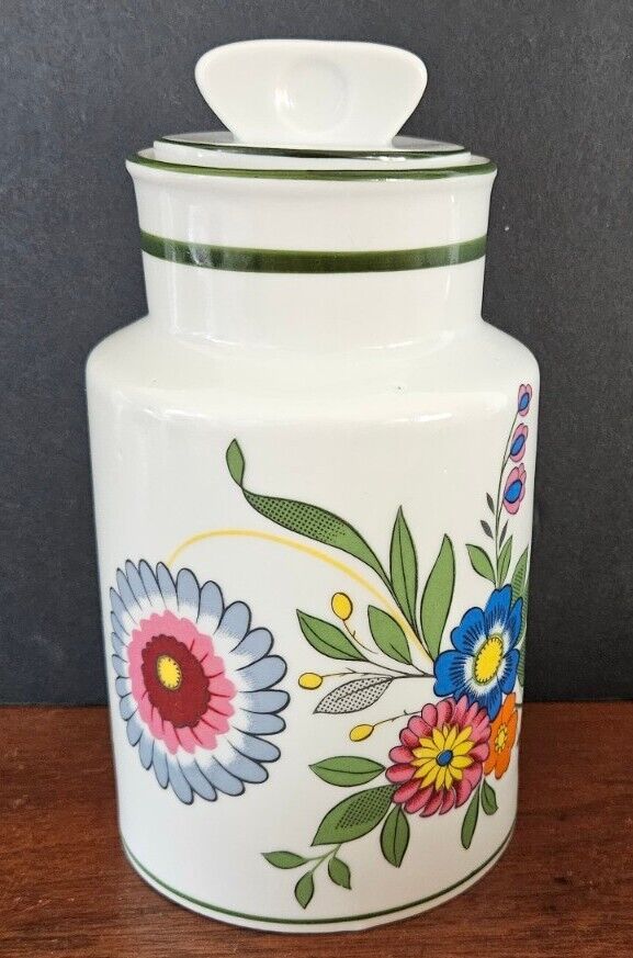 Christofle Mod Canister Jar Selection lidded bright florals 6.5 inches tall