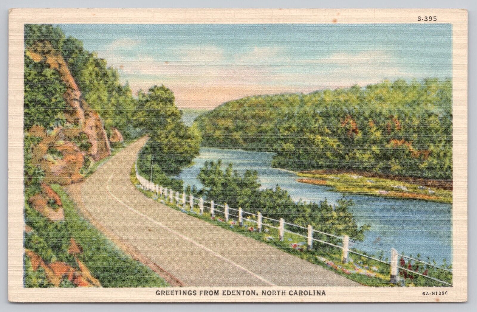 Edenton North Carolina, Greetings, Highway River Scenic View, Vintage Postcard
