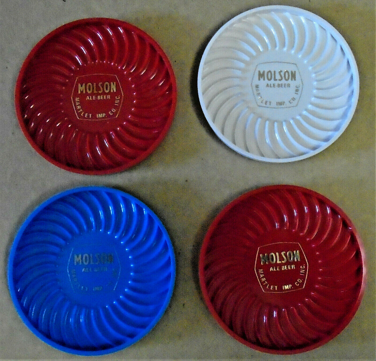 Set of 4 Molson Ale-Beer Plastic Beer Coasters.