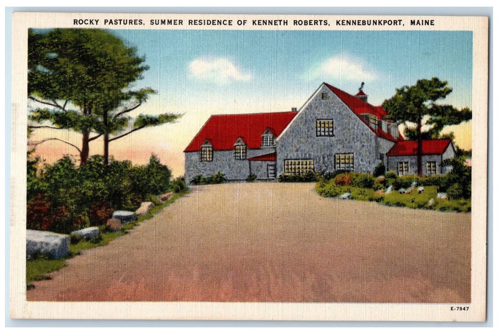 c1910s Rocky Pastures Summer Residence Of Kenneth Roberts Scene Maine Postcard