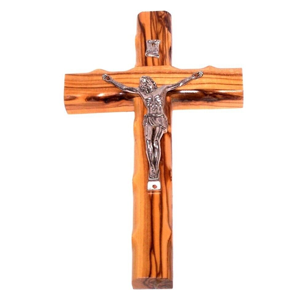 Olive wood Cross from Bethlehem with a Certificate and Lord prayer card (10 Inch