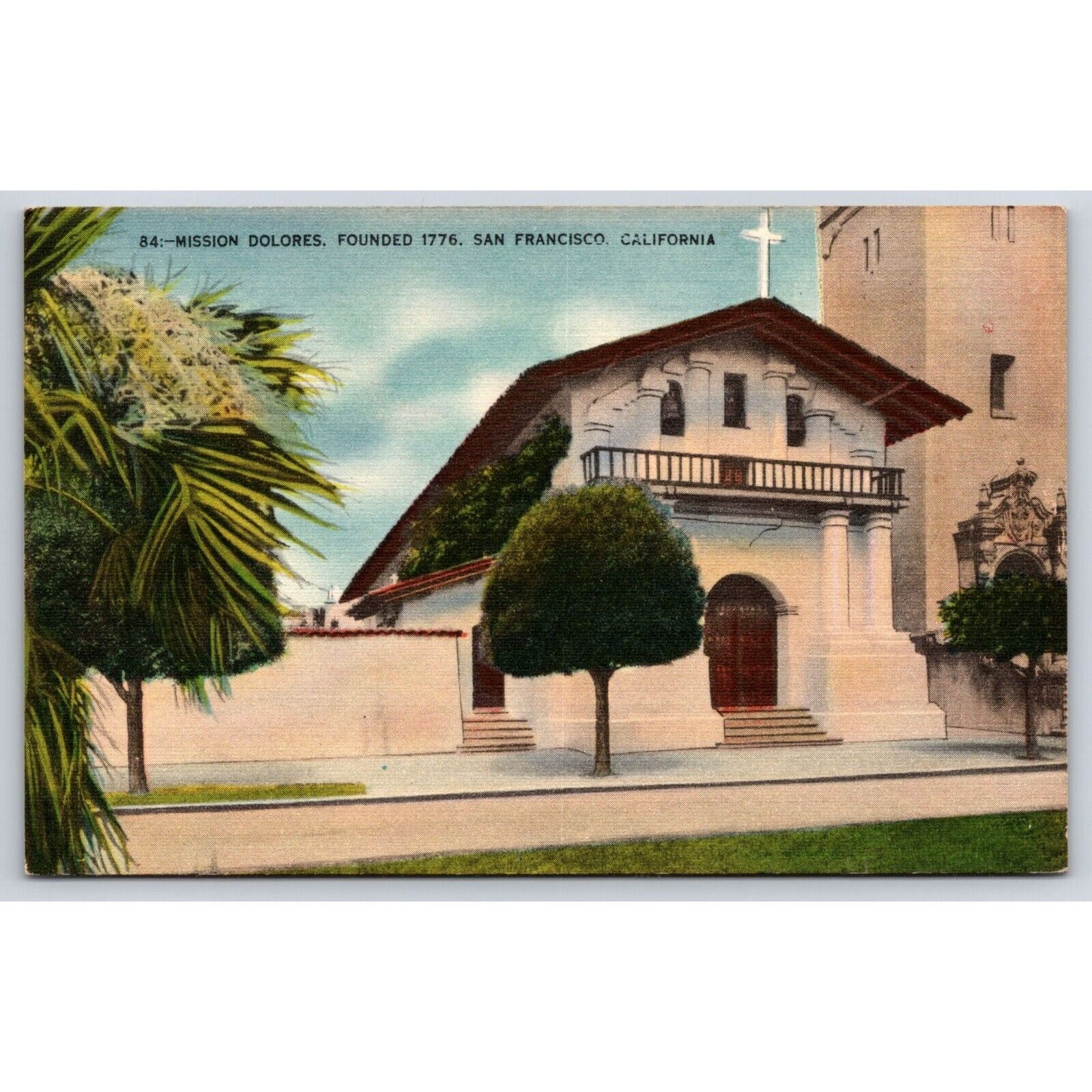 Vintage Linen Postcard Mission Dolores San Francisco Church Spanish Architecture
