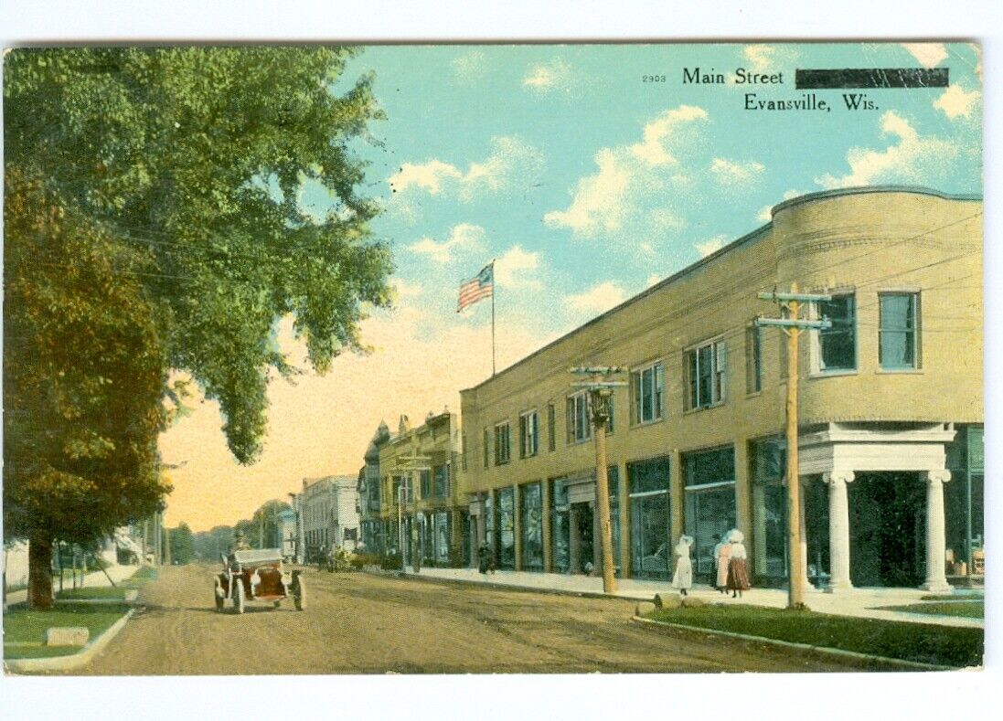 Evansville WI x A 1911 Drive down Main Street