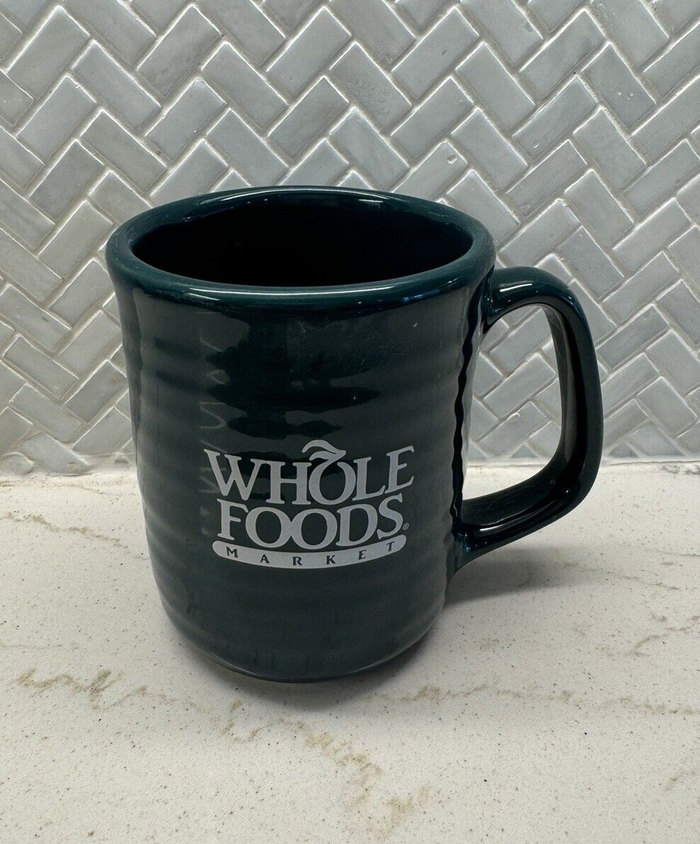 Whole Foods Market Solid Green Coffee Tea Mug Cup Diner Style M Ware Rare Item