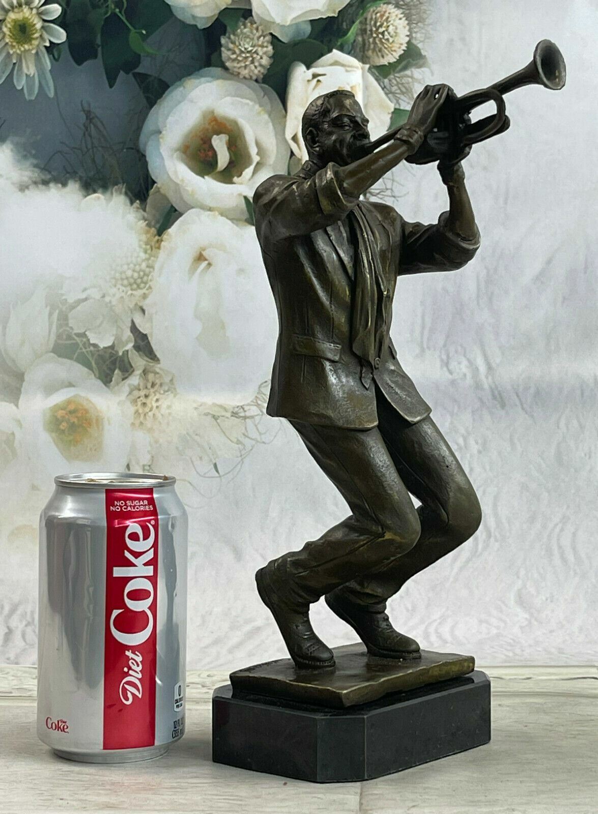 Abstract Modern Art Bronze Figure Sculpture Jazz Musician Trumpet Player Gift NR