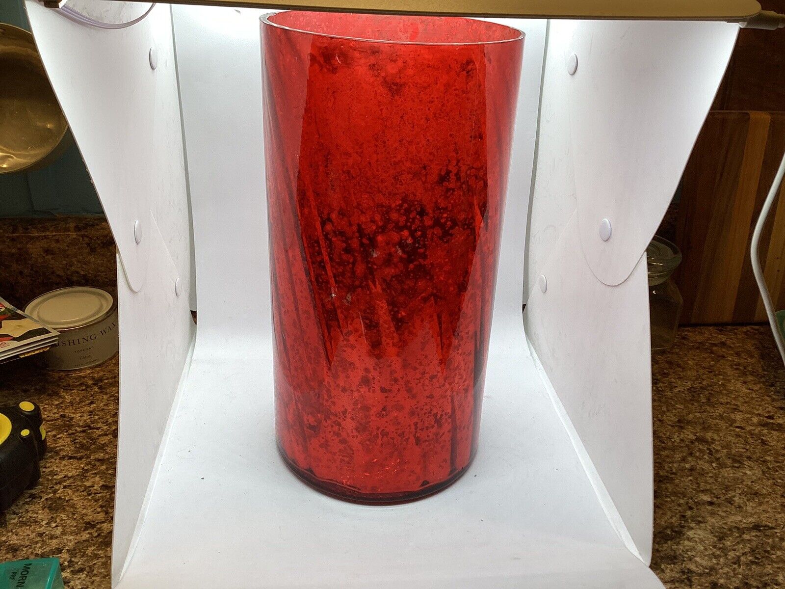 Large Red Mercury Glass Vase