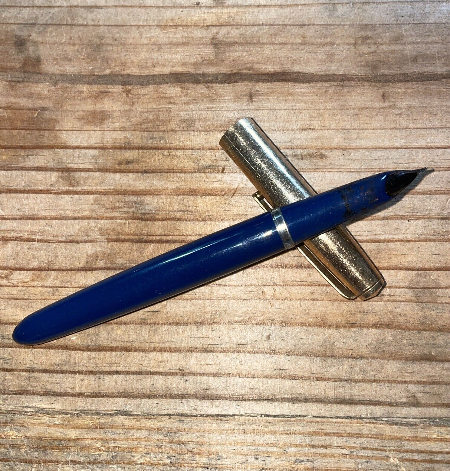 Vintage PARKER Fountain Pen  1/10 12 K Gold Filled, Dark Blue