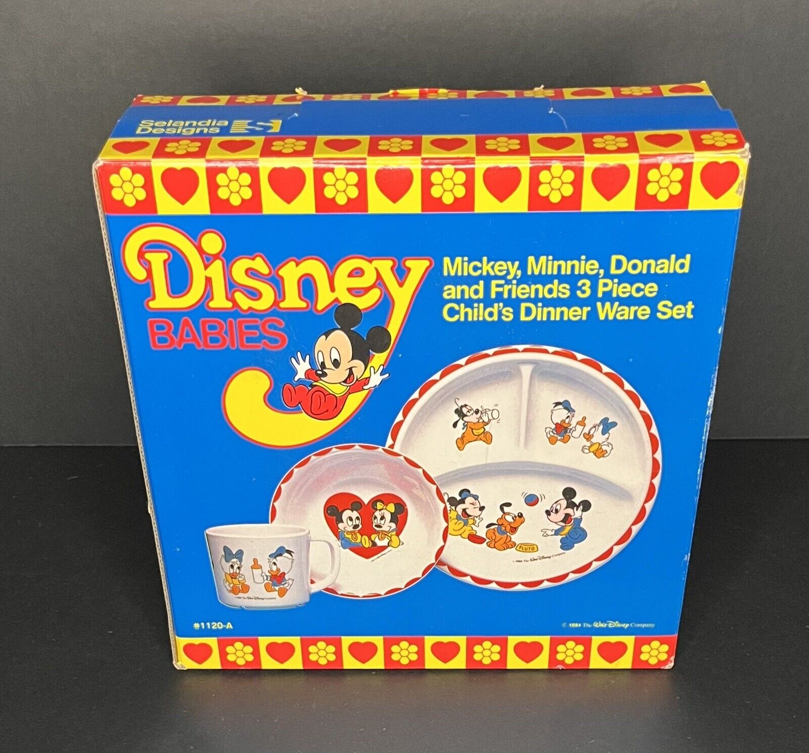 Vintage Selandia Designs Disney Babies 3 Piece Plastic Plate Bowl and Cup 1984