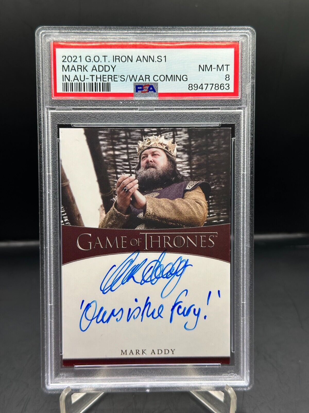 2021 Rittenhouse Game of Thrones S1 Mark Addy There\'s War Coming Auto PSA 8