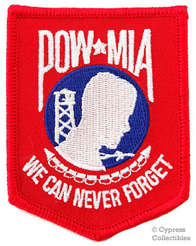 POW-MIA PATCH VIETNAM WAR embroidered iron-on RED BLUE MORALE MILITARY VETERAN