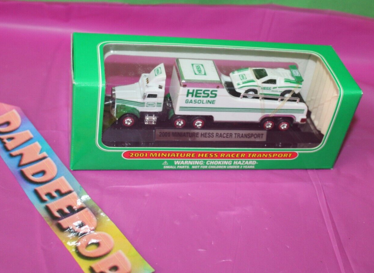 Hess 2001 Miniature Racer Car Transport Truck Holiday Toy Christmas Gift In Box