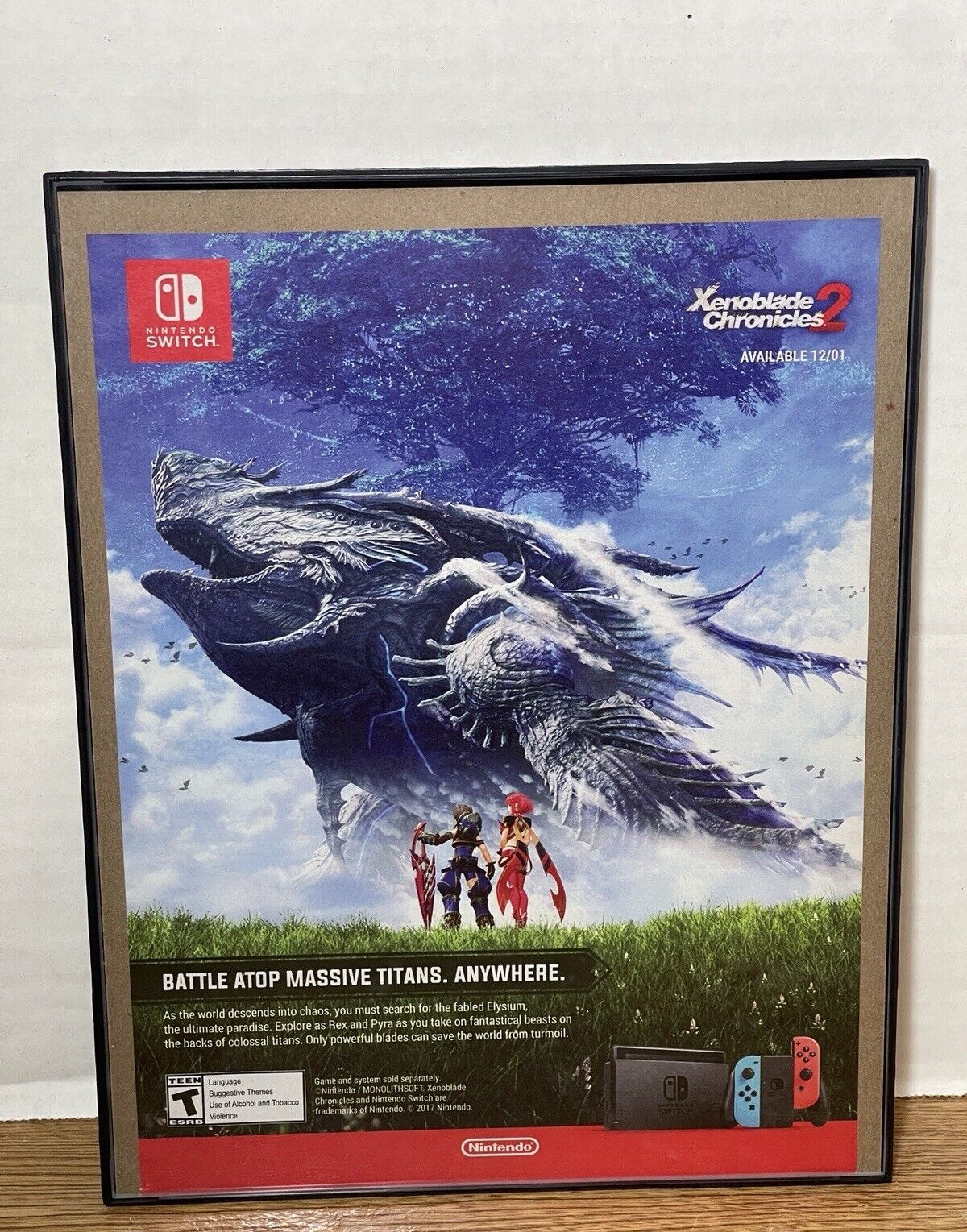Xenoblade Chronicles 2 Nintendo Switch Print Ad Official Promo Art Framed
