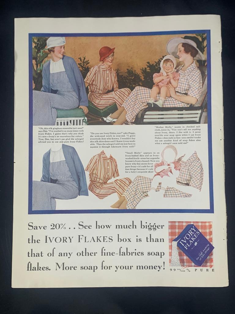Magazine Ad* - 1934 - Ivory Flakes Detergent
