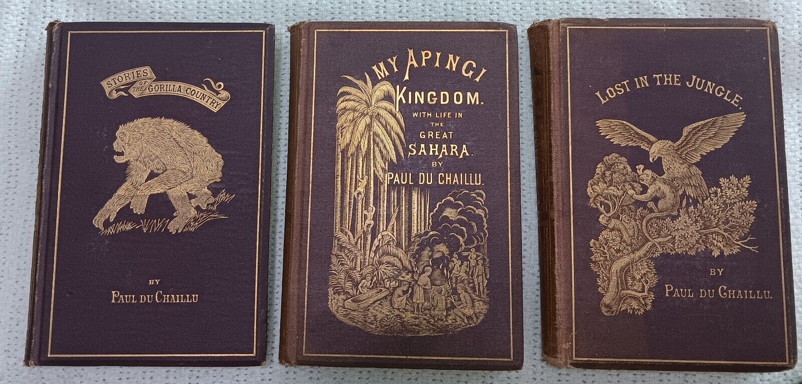 Paul du Chaillu Trilogy...Three 1860s printed First Editions...African Hunting