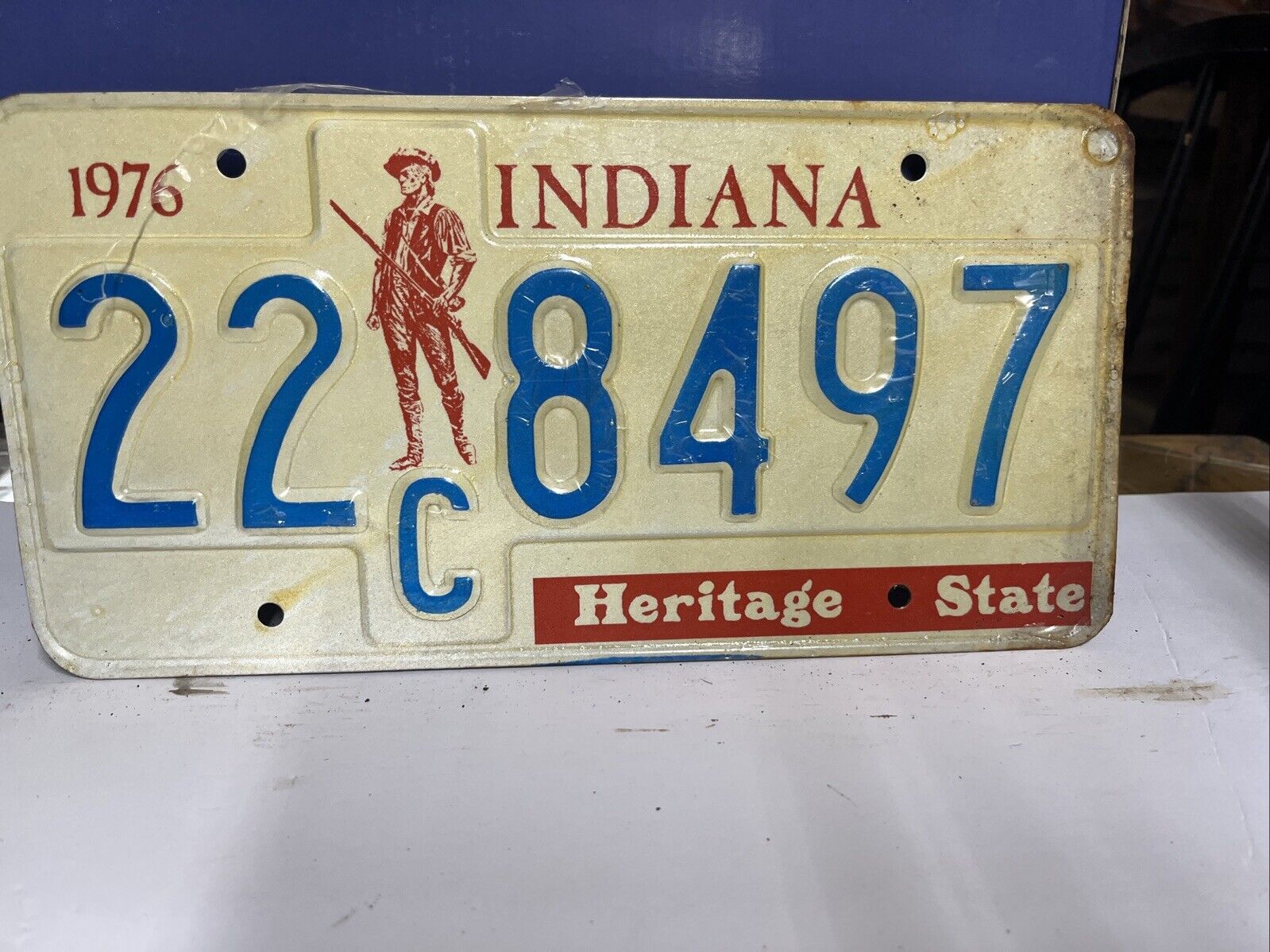 Vintage 1976 Indiana License Plate - Crafting Birthday MANCAVE slf
