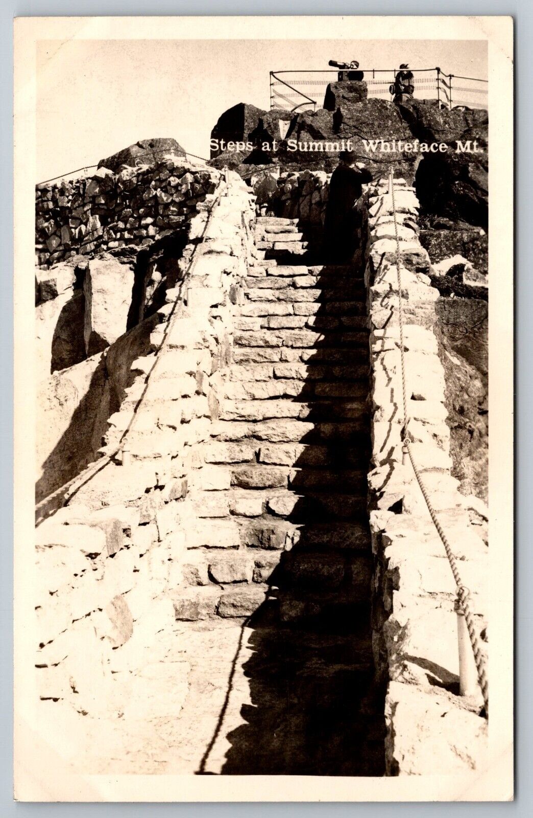 Steps at Summit. Whiteface Mountain, New York Real Photo Postcard RPPC