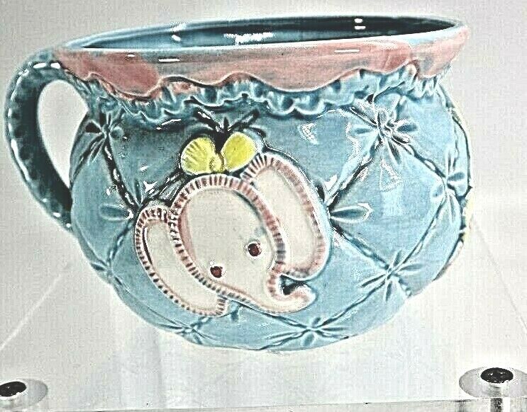 Vintage Ardco Blue Baby Planter Cup Animals Japan Ceramic 1950 Decorative