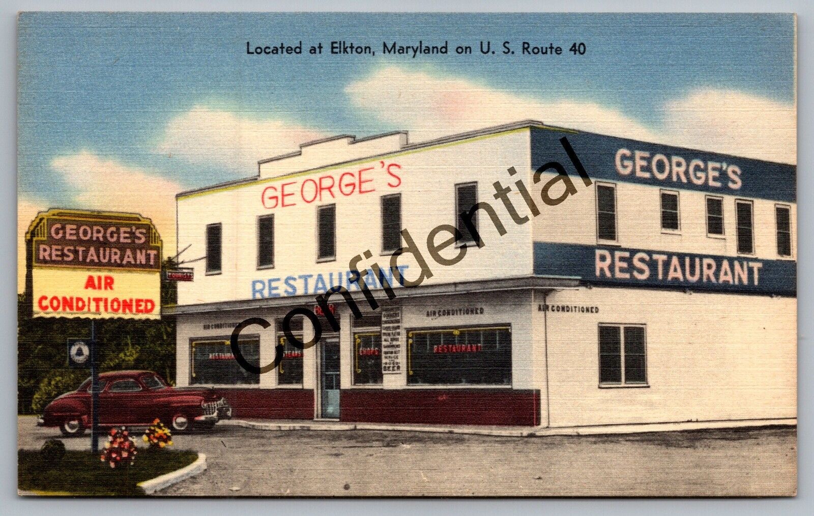 George\'s Restaurant On US Route 40 At Elkton Maryland MD Linen D525