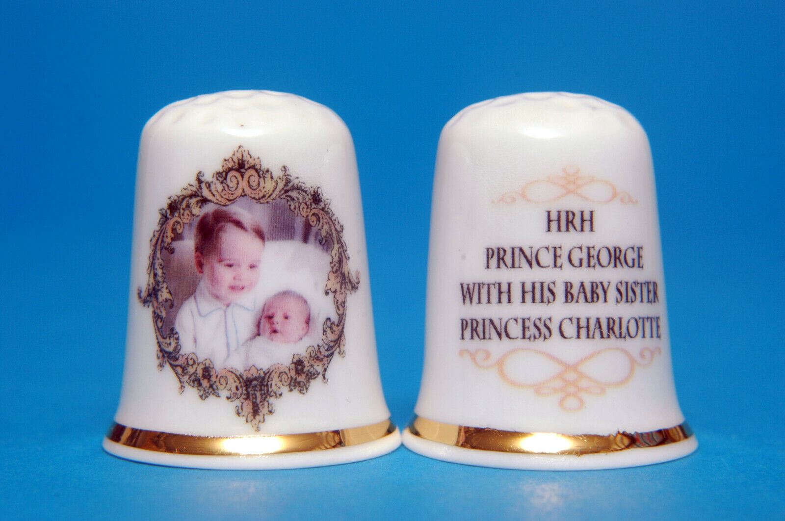 HRH. Prince George with His Baby Sister Charlotte 2015 China Thimble B/112