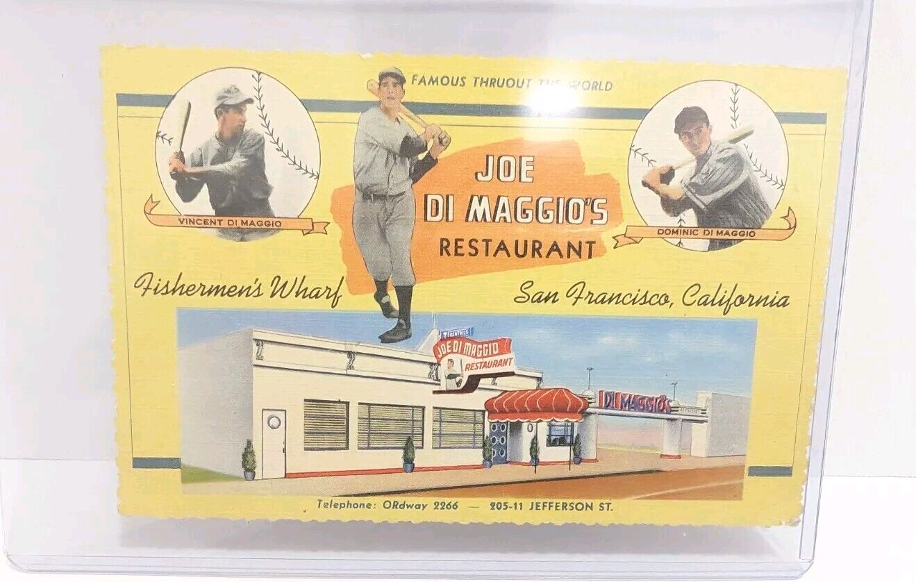 Joe Di Maggio 1940\'s Postcard San Fransisco California Restuarant
