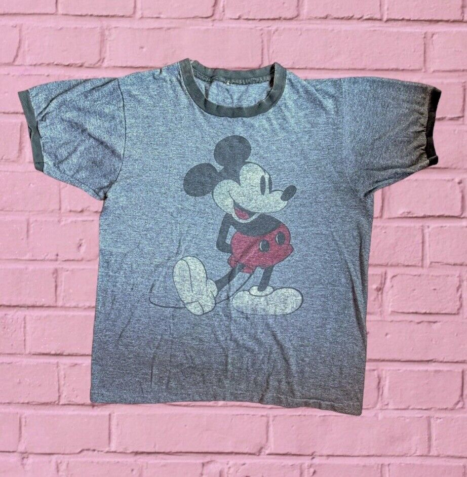 Super Old 70’s Or 80’s Vintage Mickey Mouse Ringer Women’s Medium Single Stitch