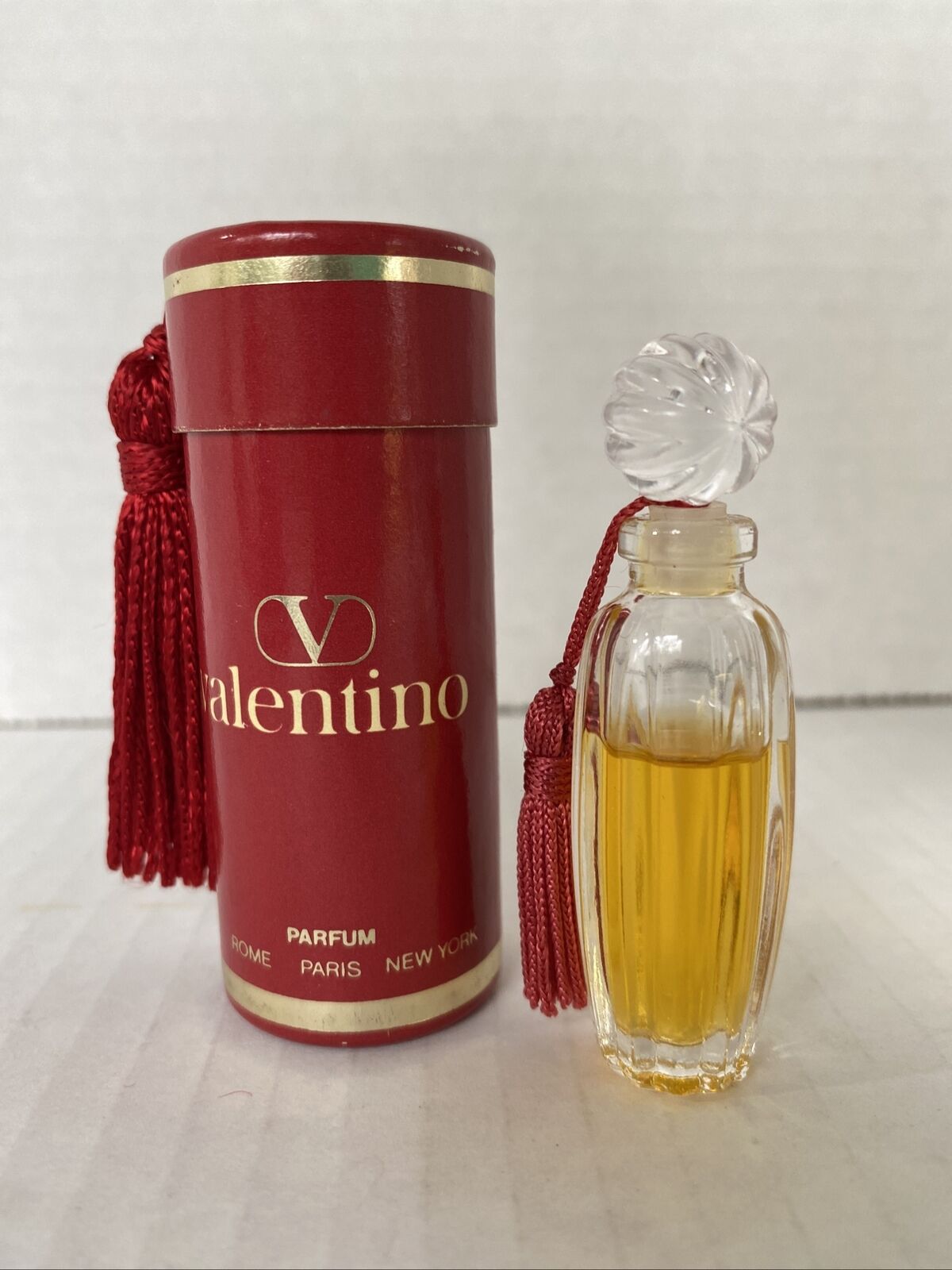 RARE Vintage 1986 Valentino V Pure Perfume Parfum Red Tassel Sample Size FRANCE