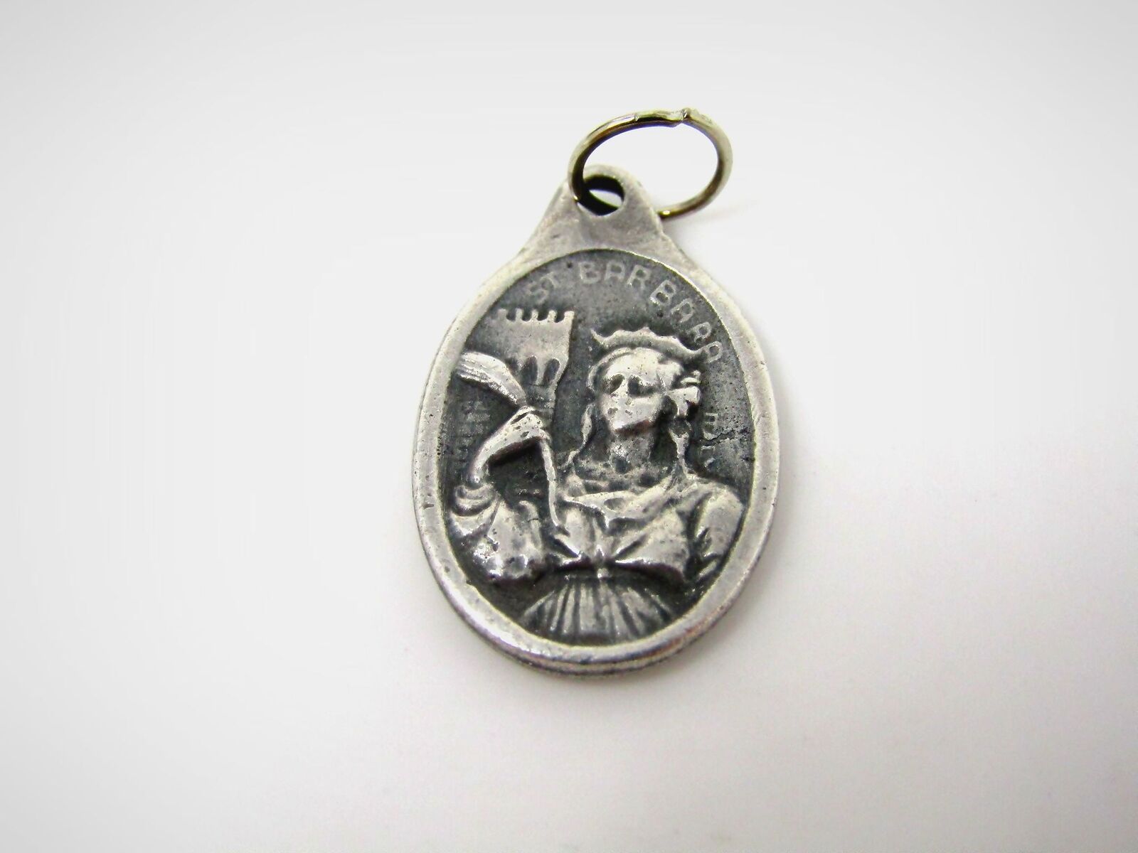Vintage Christian Medal Charm: Saint Barbara Pray for Us Made in Italy