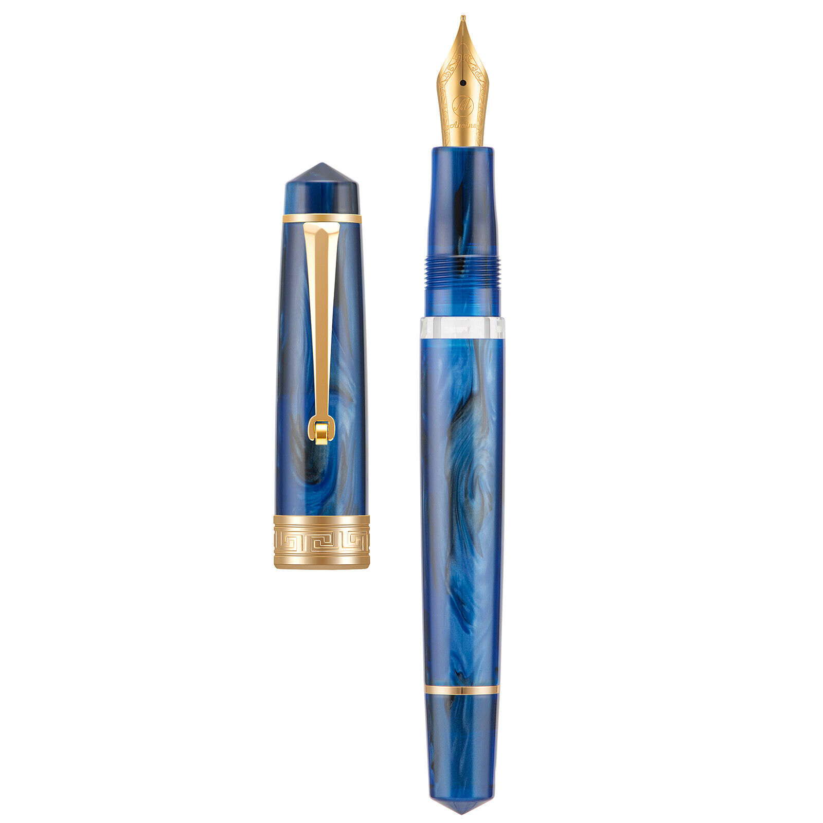 Asvine P20 Piston Fountain Pen Galaxy Blue Resin EF/F/M Nib Writing Pen