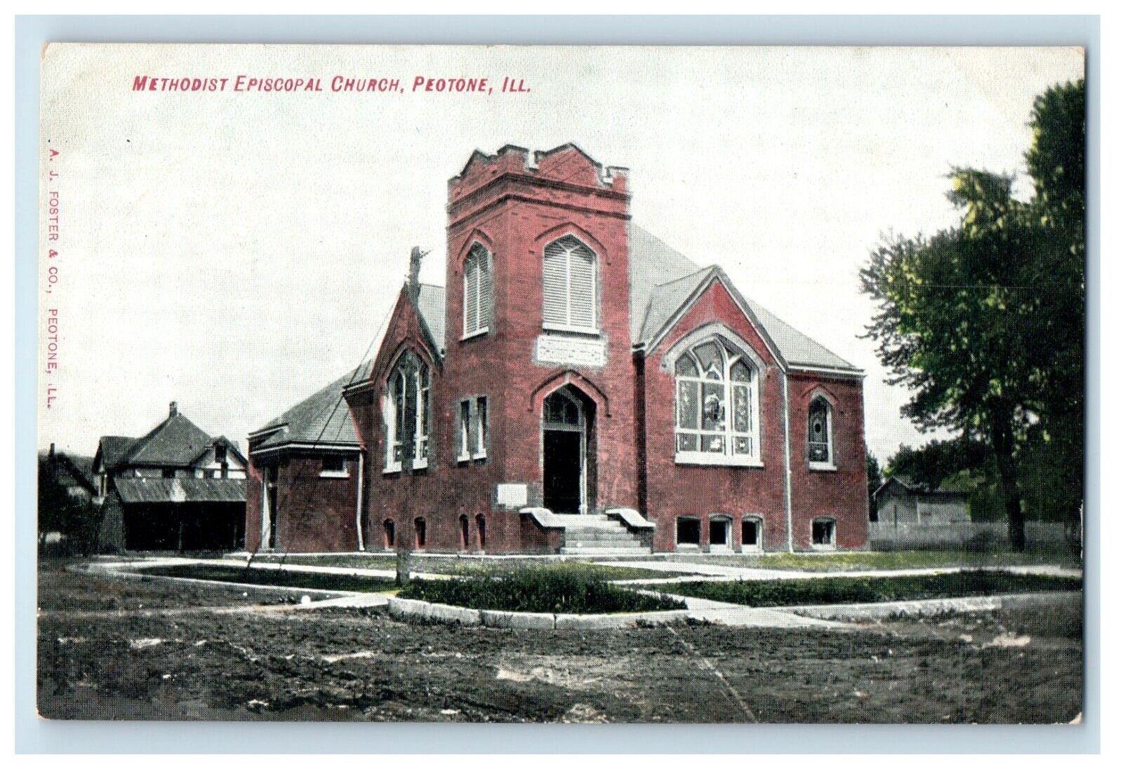 c1910's Methodist Episcopal Church Peotone Illinois IL Posted Antique Postcard