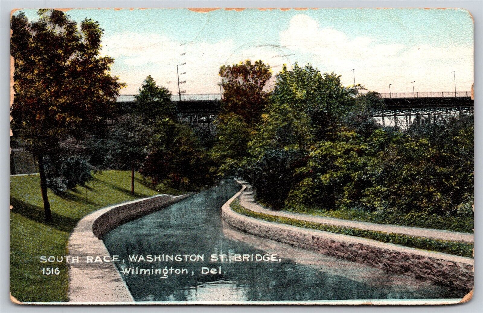 Postcard South Race, Washington St Bridge, Wilmington, Delaware 1908 T114
