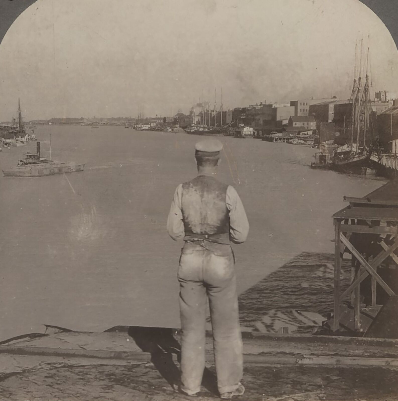 Along the Wharf of the Savannah River Savannah GA Keystone Stereoview 1907
