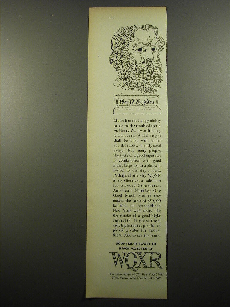 1955 WQXR Radio Ad - Henry W Longfellow