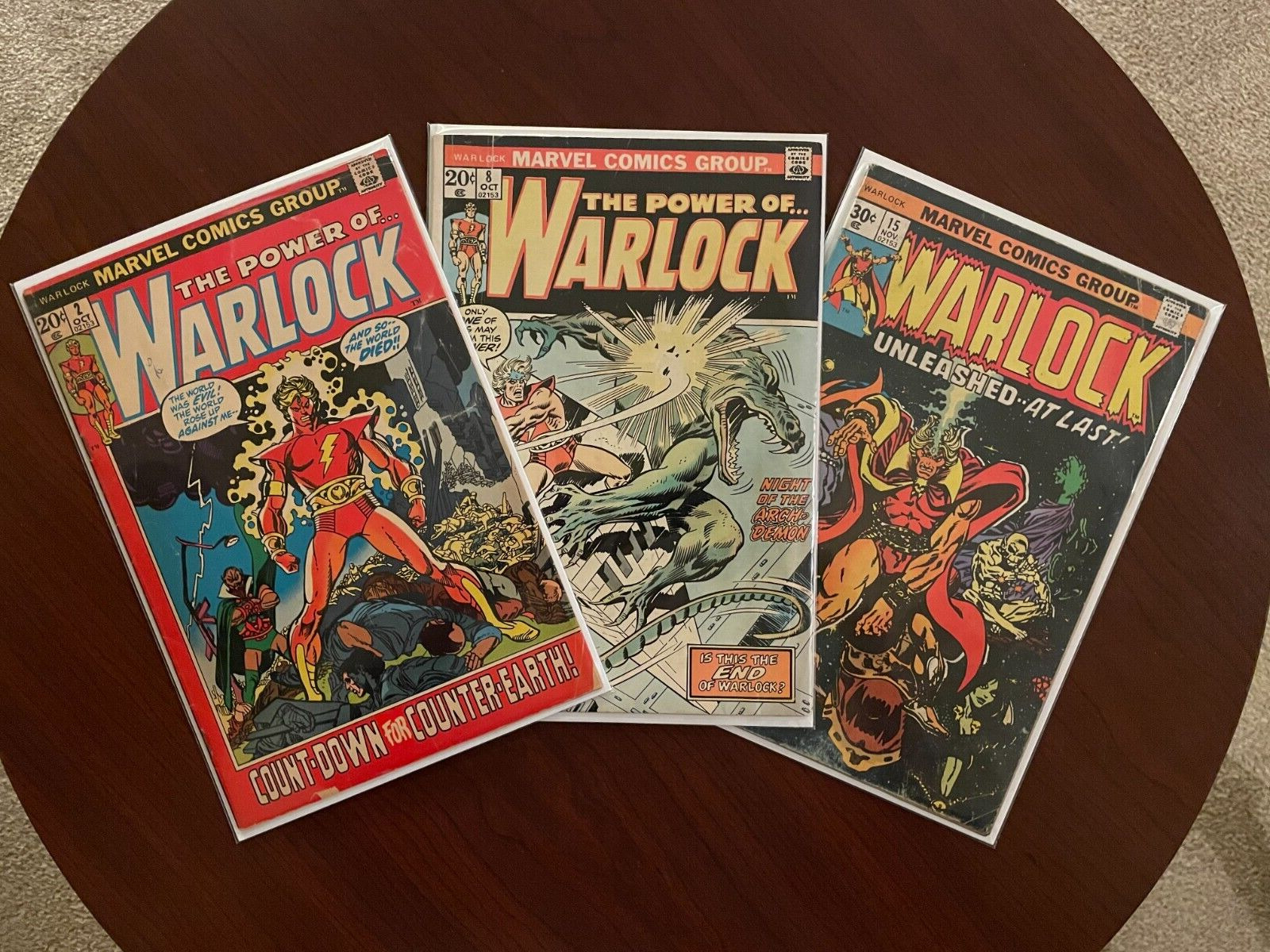 (Lot of 3 Comics) Warlock #2 #8 #15 (Marvel 1972-76) Jim Starlin Thanos Gamora