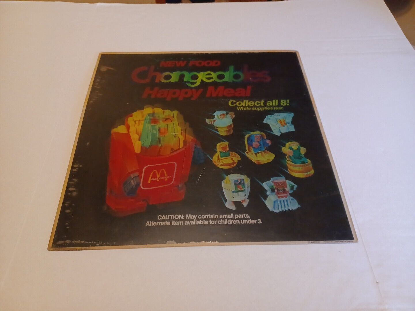 Vintage 1988 McDonalds Changeables Happy Meal Holographic Display Sign 21 1/2 in