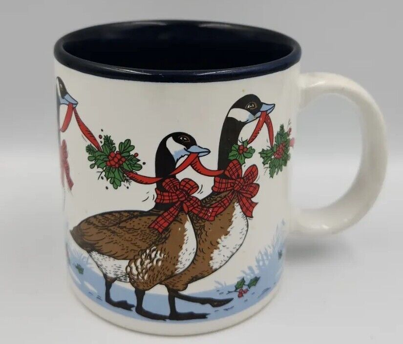 Vintage 1987 Christmas Geese Coffee Mug Ceramic Potpourri Press Marvelous Mugs